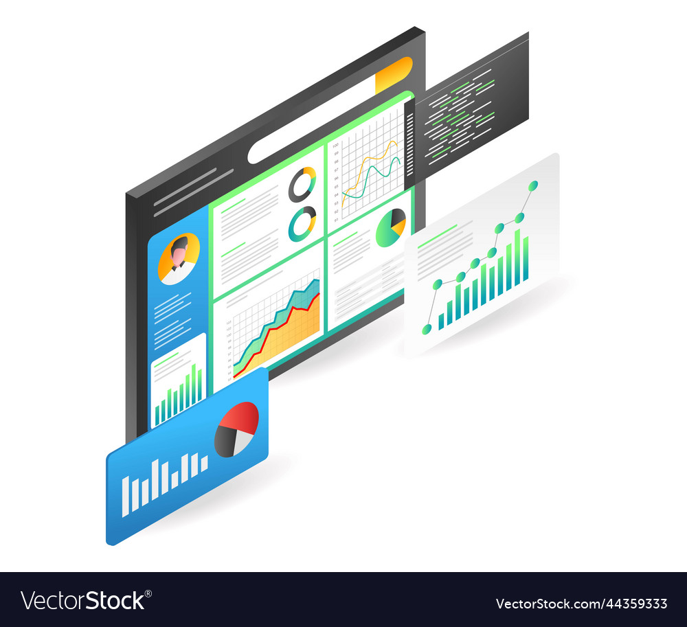 Landing page concept flat isometric monitor new Vector Image