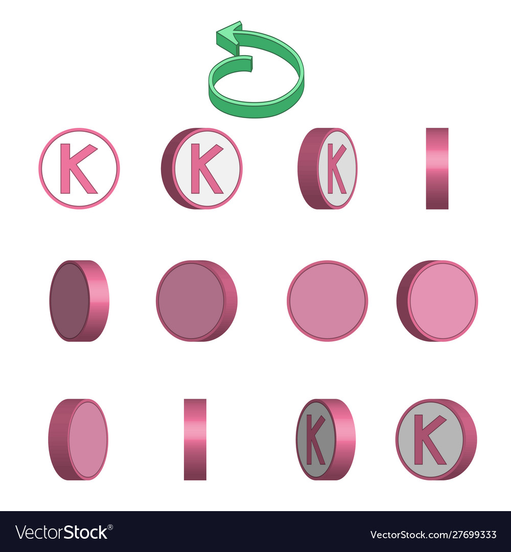 Letter k in circle rotation sequence sprite sheet