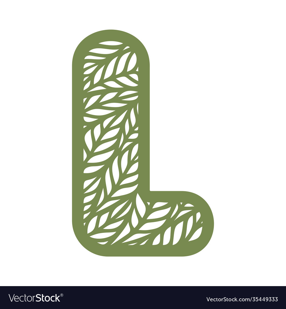 Letter l with a pattern leaves