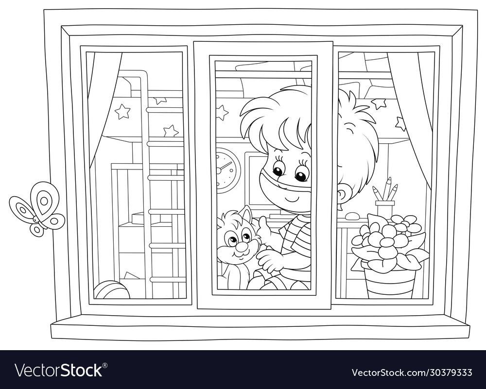 Little boy in quarantine at home Royalty Free Vector Image