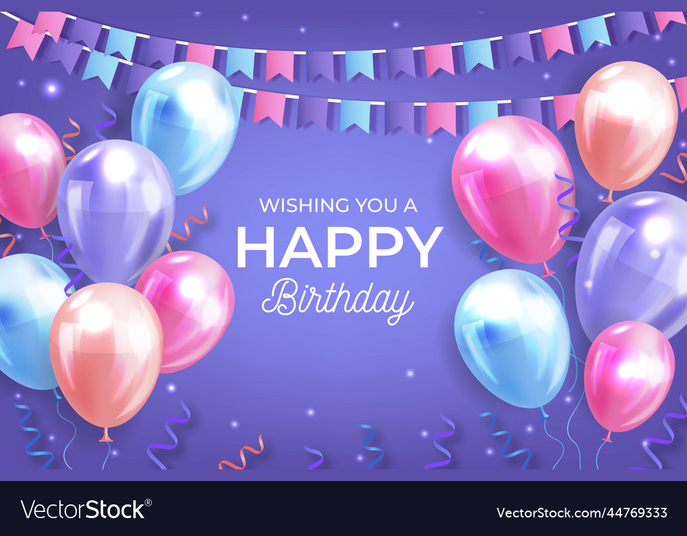 Realistic birthday background with balloons Vector Image