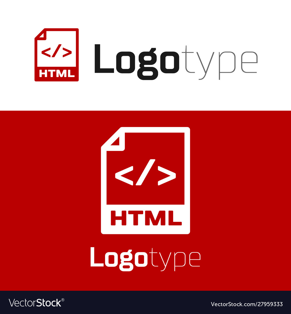Red html file document download button icon Vector Image Red html file document download button icon