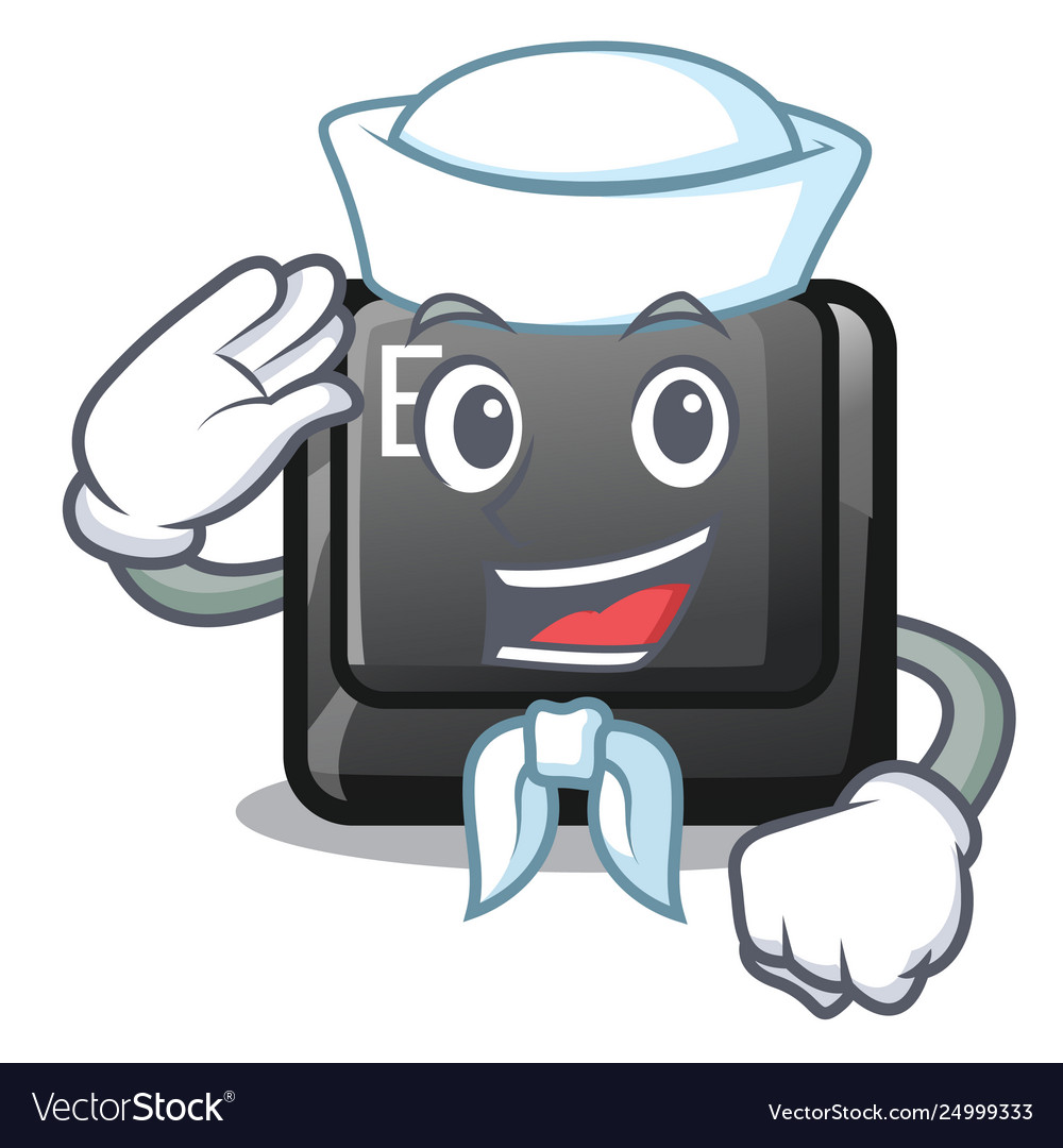 Sailor button e isolated with character vector image Sailor button e isolated with character