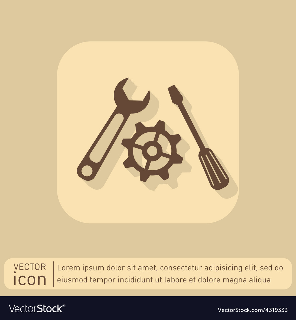 Screwdriver cogwheel and wrench icon setting