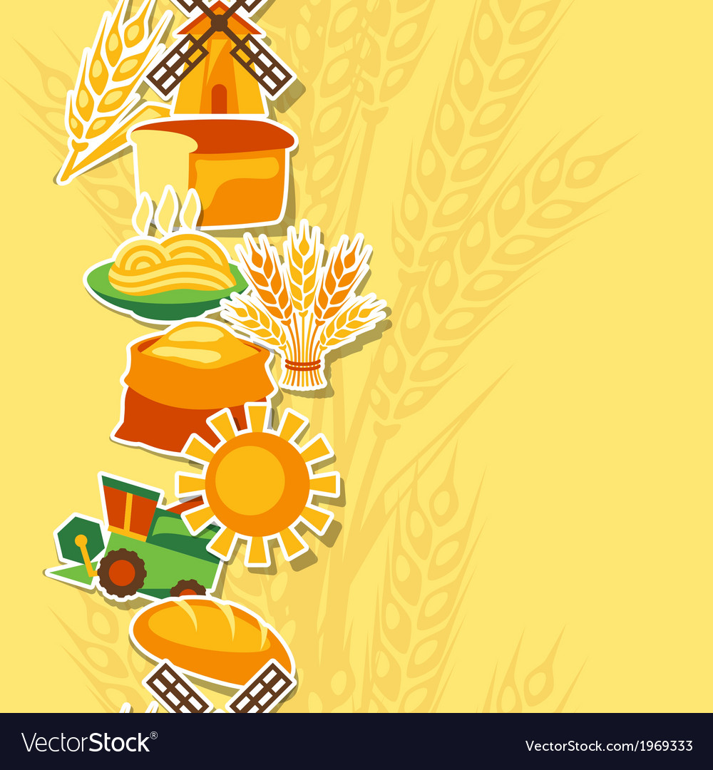 Seamless pattern with agricultural objects