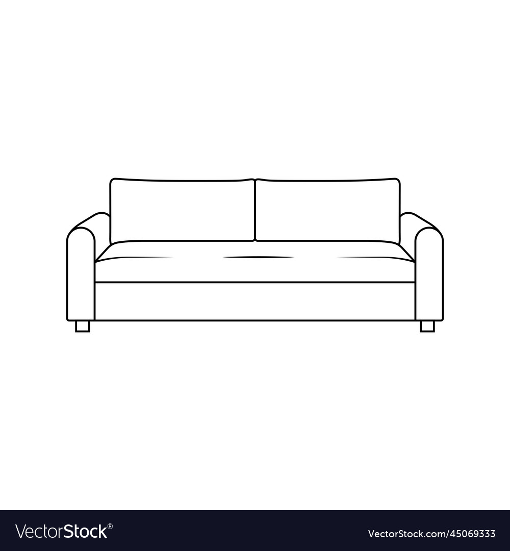 Sofa outline icon on isolated white background Vector Image