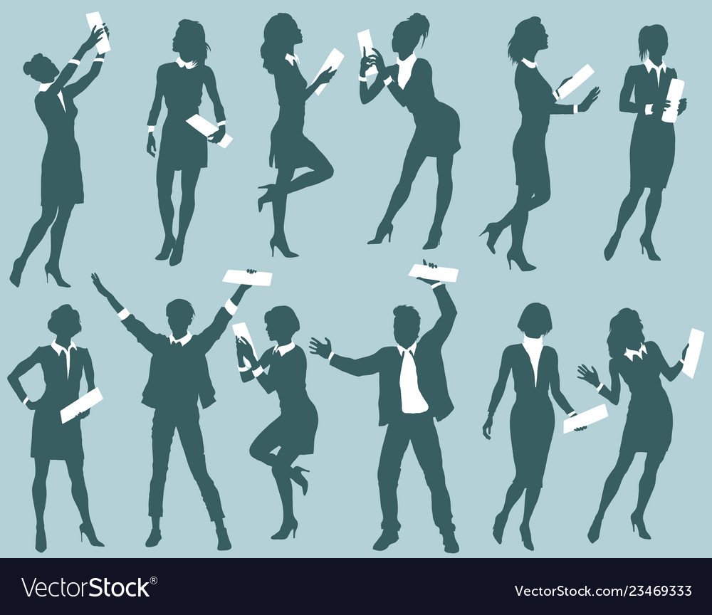 Successful business people silhouettes