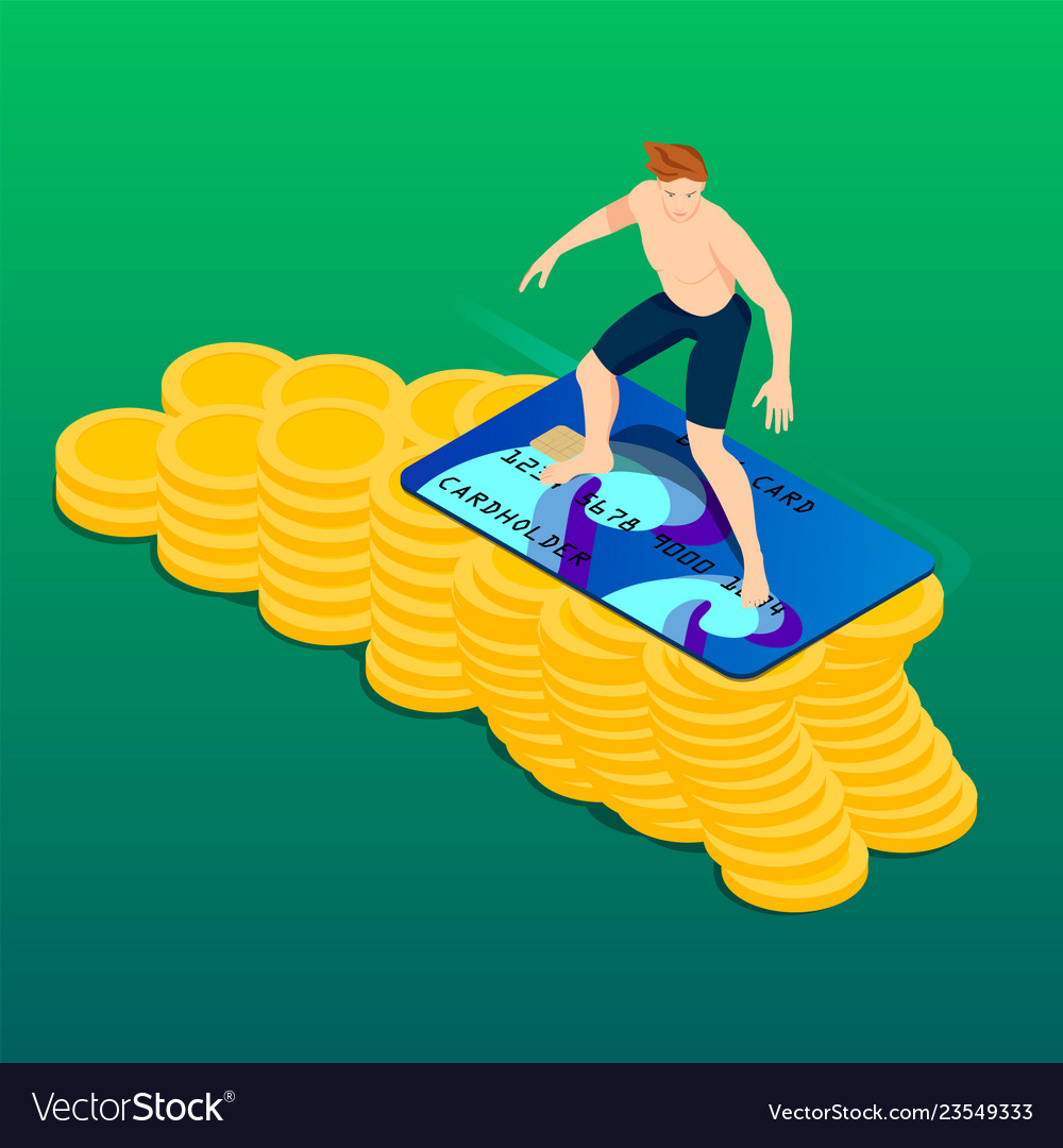 Surfer and a wave of money