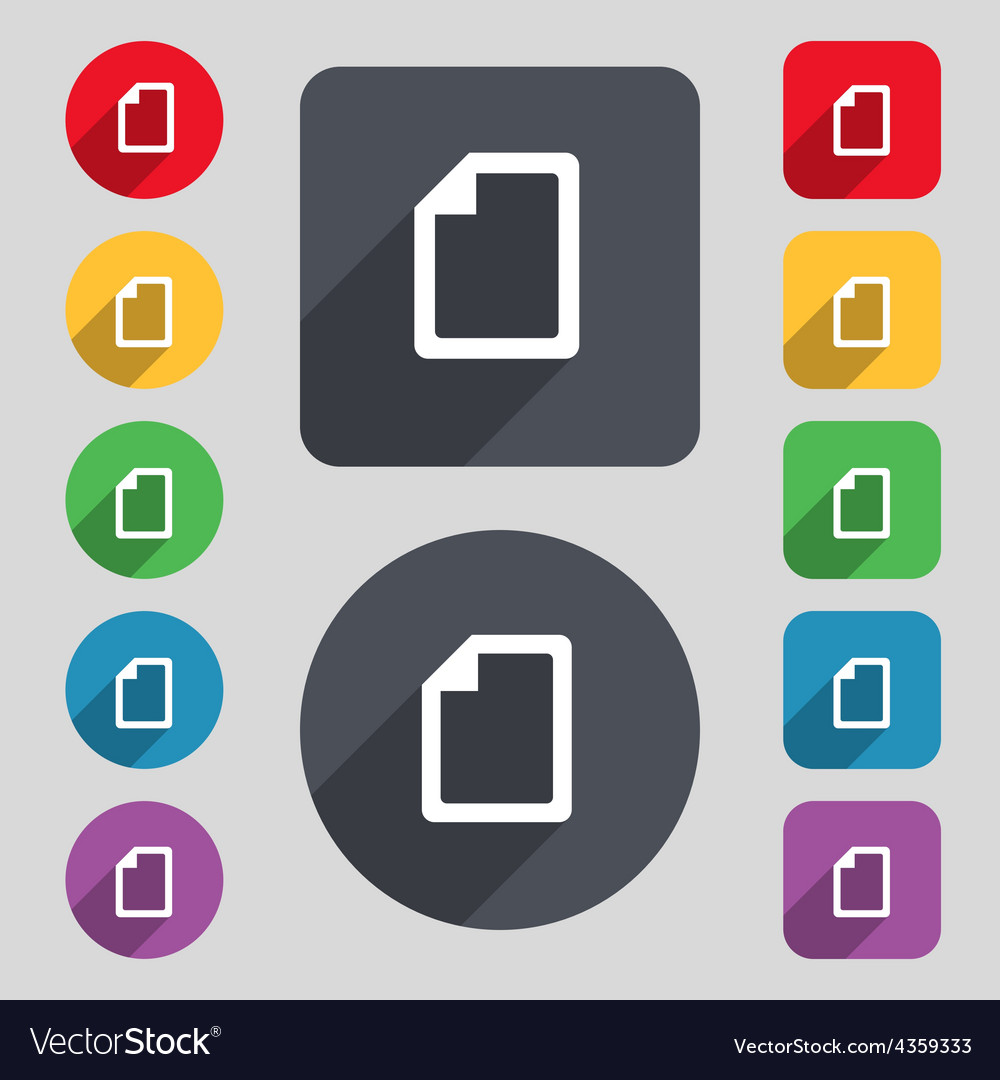 Text file icon sign a set of 12 colored buttons Vector Image