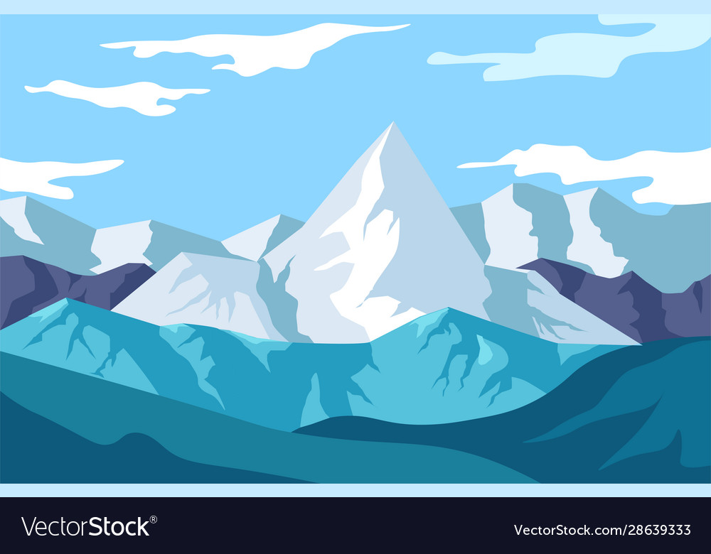 Winter Landscape Mountains View Snowy Rocks Vector Image