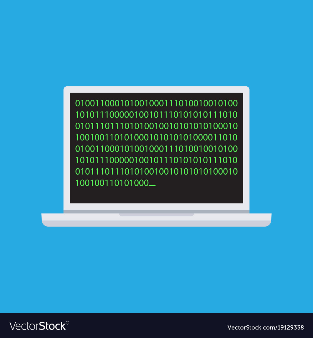 Binary code on laptop icon