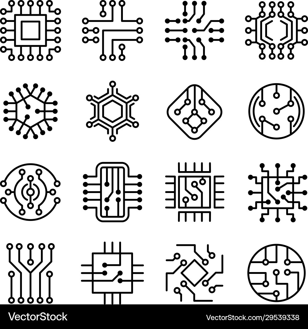 Chip computer engineering electronic micro scheme Vector Image