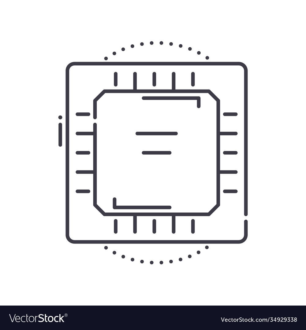 Cpu icon linear isolated thin line vector image Cpu icon linear isolated thin line