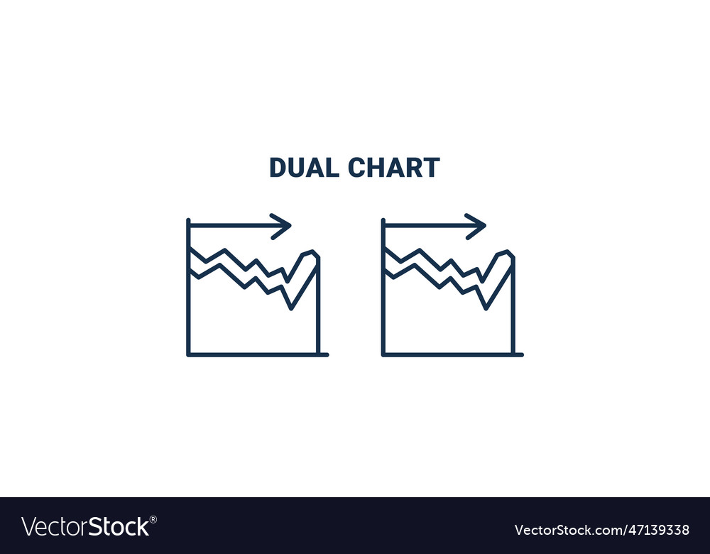 Dual chart icon outline and from