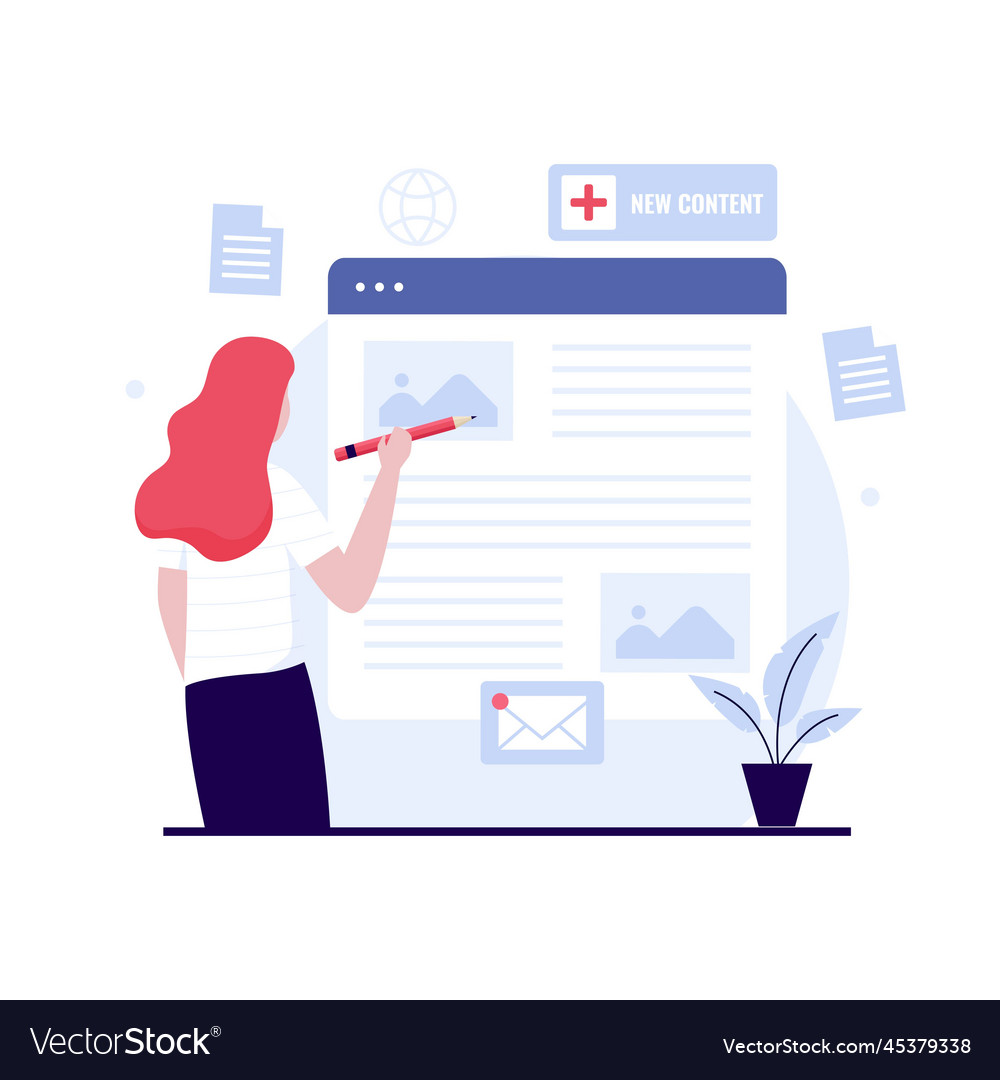Flat design concept of create content vector image Flat design concept of create content