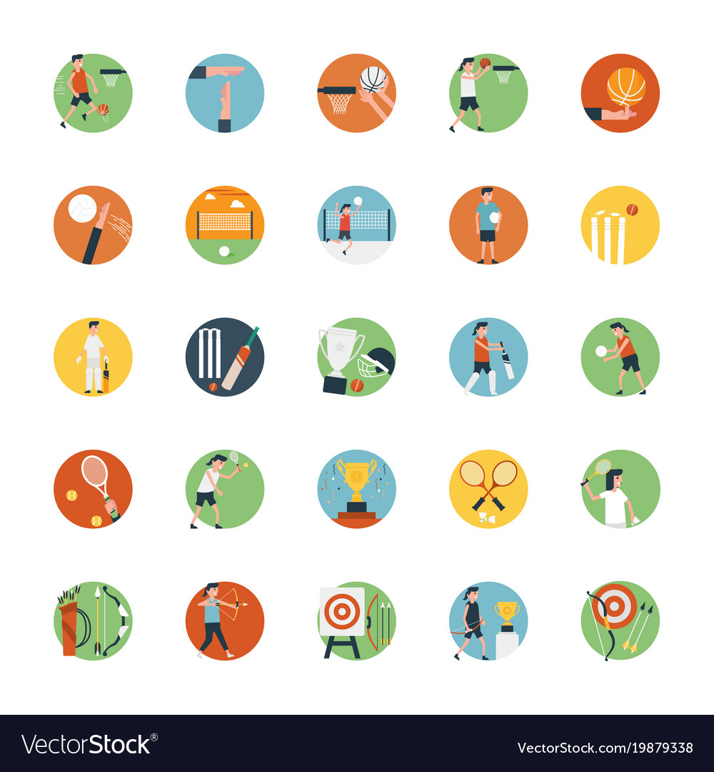 Flat Icon Set Sports Icon Royalty Free Vector Image