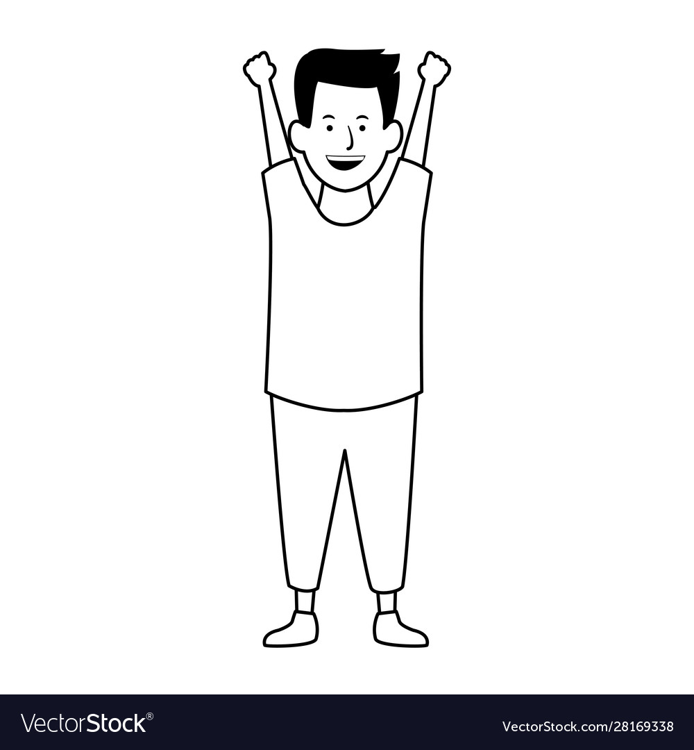 Happy boy with arms up flat design Royalty Free Vector Image