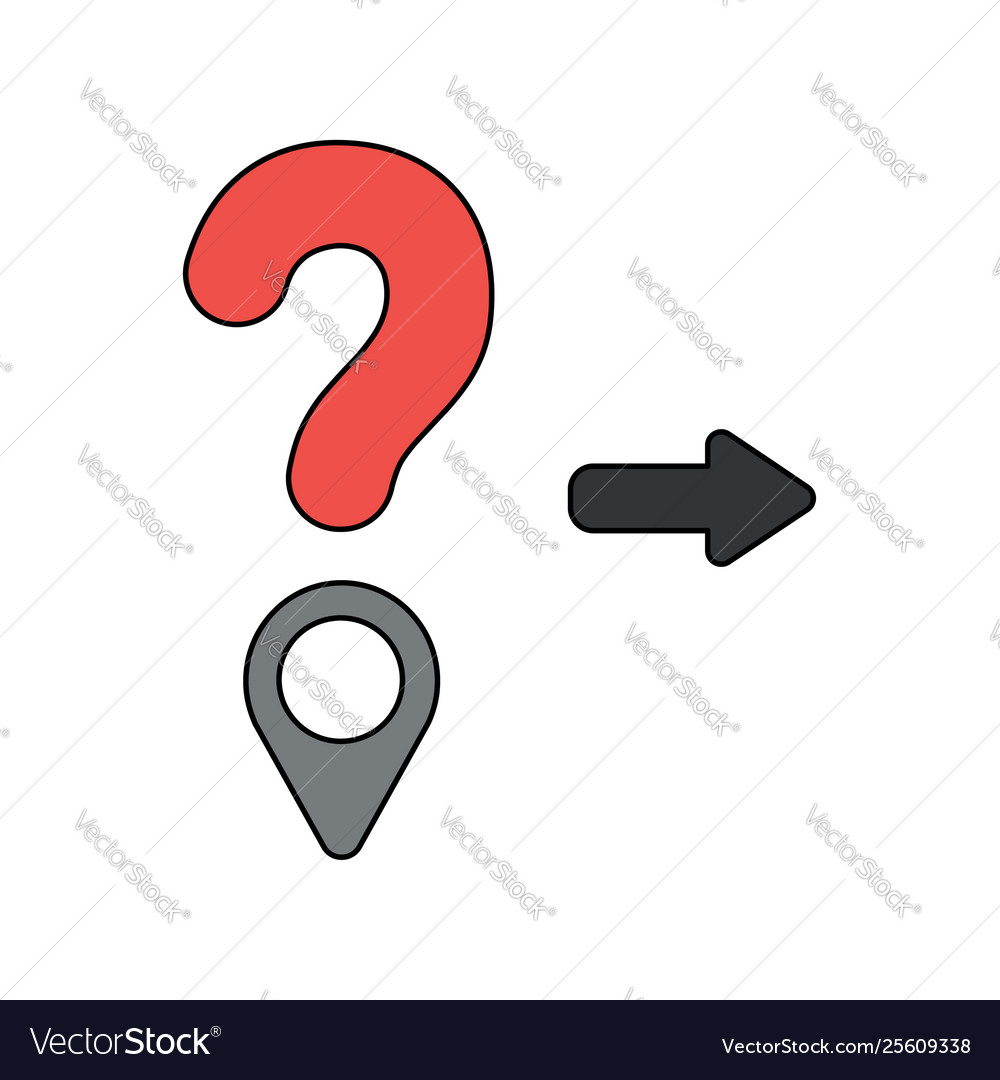 Icon concept question mark and map pointer vector image Icon concept question mark and map pointer