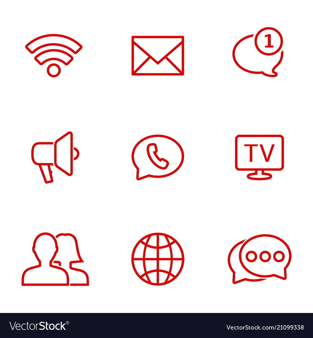 Linear communication icons set universal vector image Linear communication icons set universal