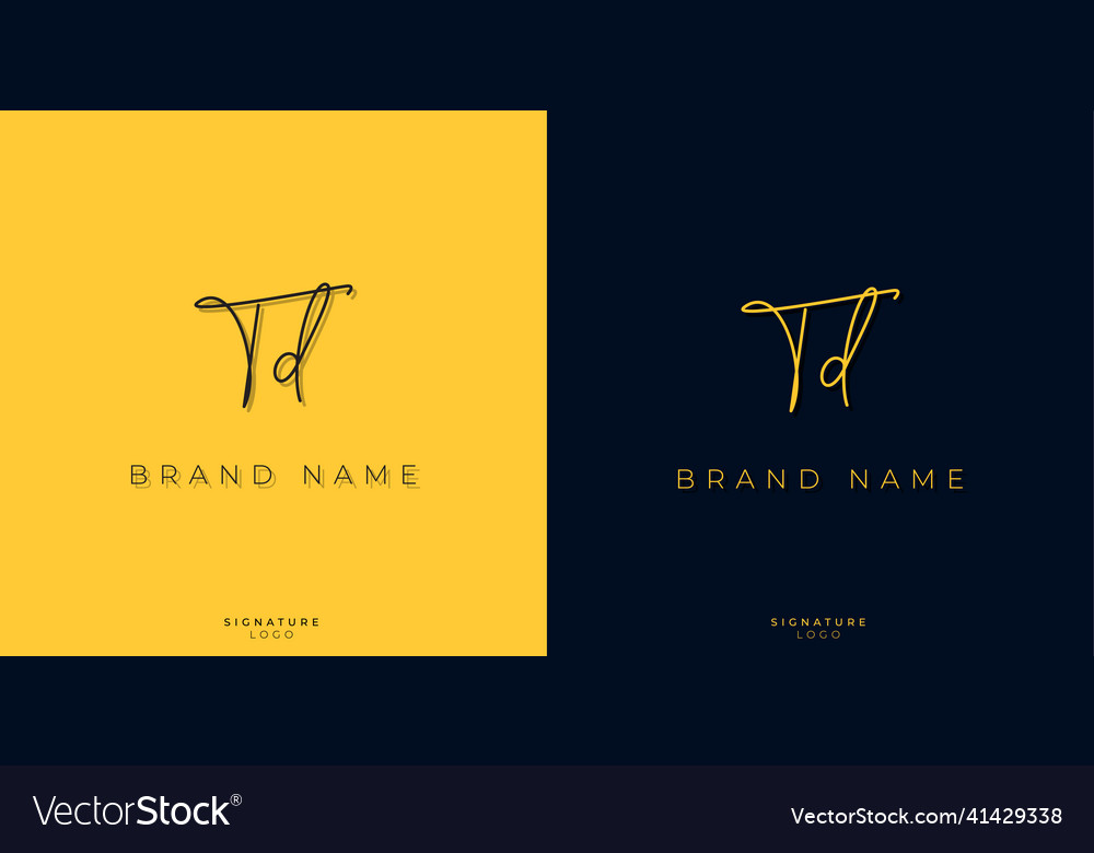 Minimal line art letters td signature logo