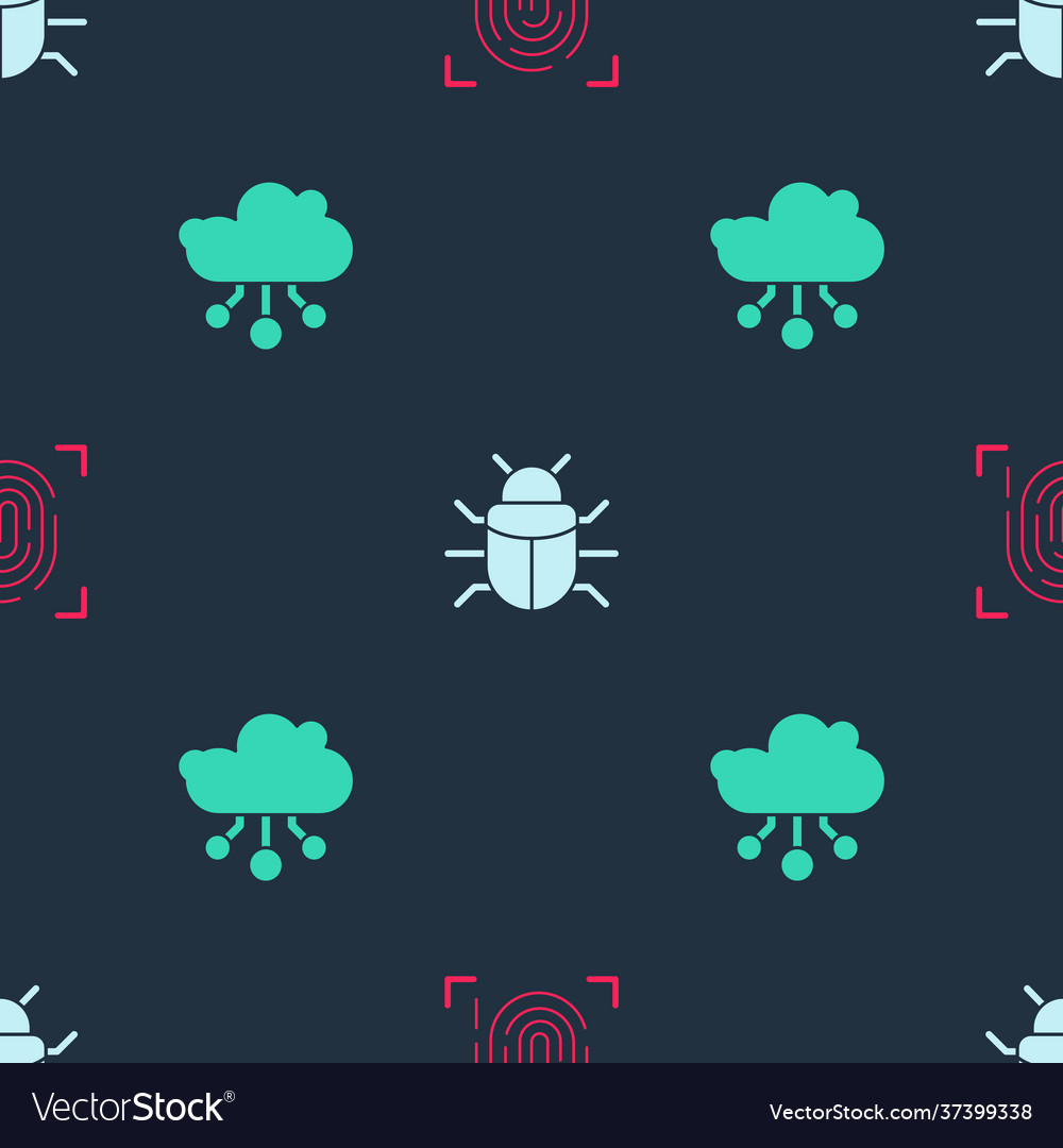 Set fingerprint system bug and internet things vector image Set fingerprint system bug and internet things