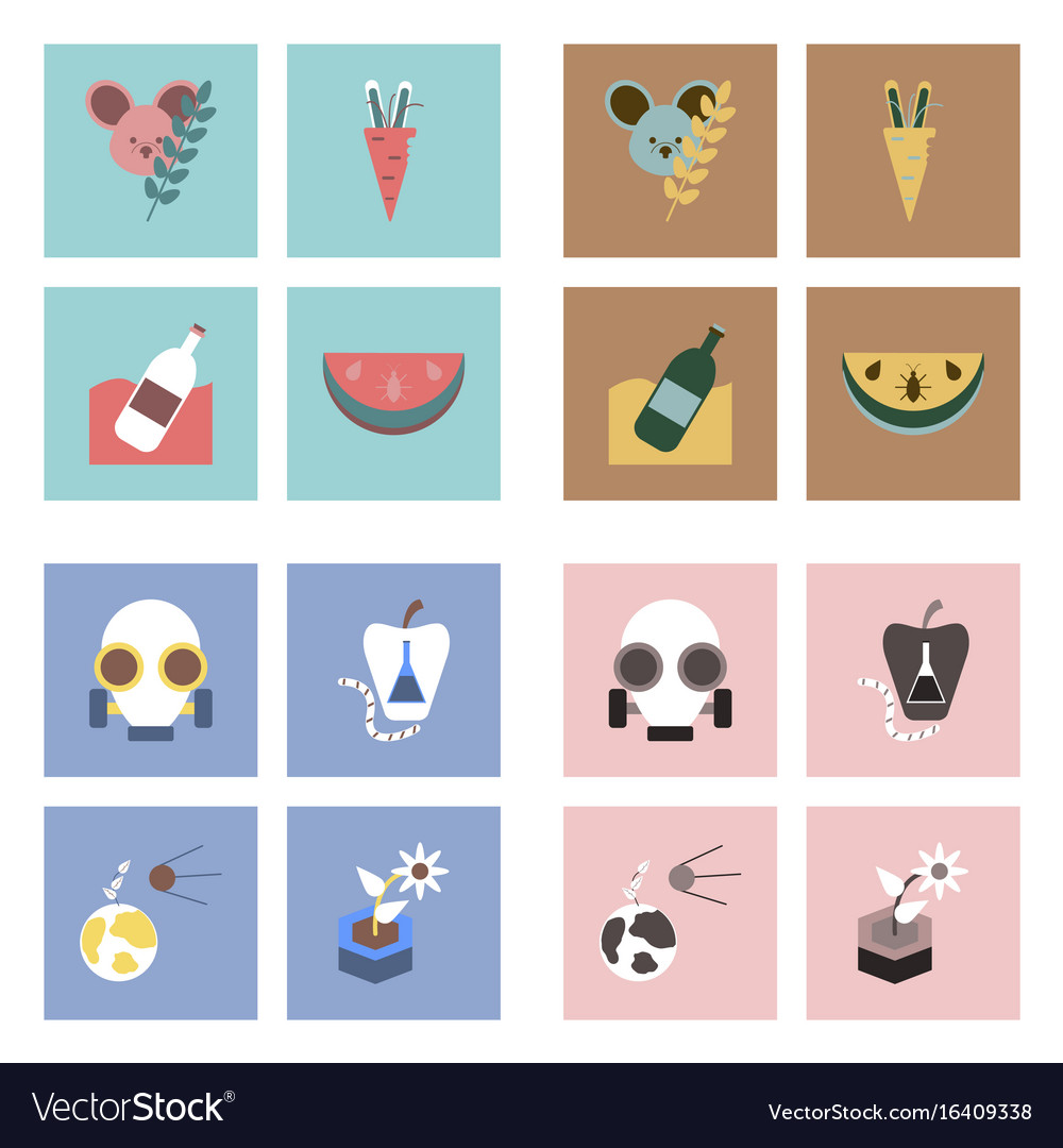Set of modern eco system icons in flet style