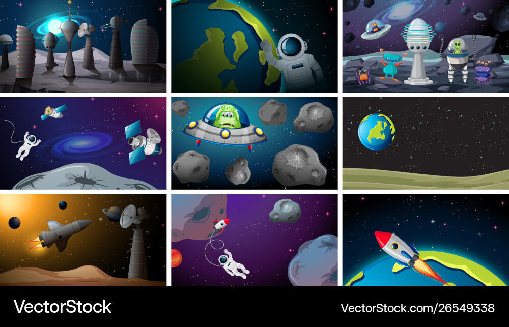 Set space backgrounds Royalty Free Vector Image