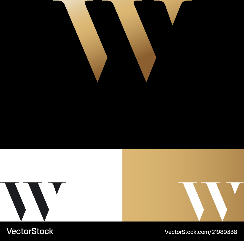 W letter logo gold letter identity Royalty Free Vector Image