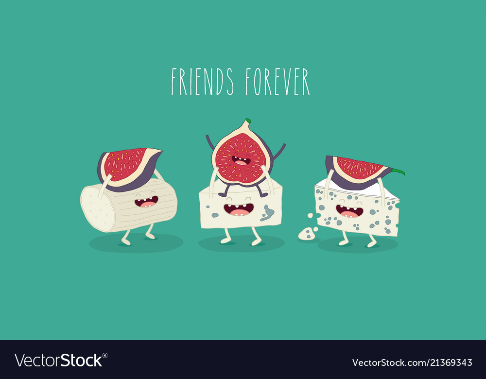 Cheese and figs friends Royalty Free Vector Image