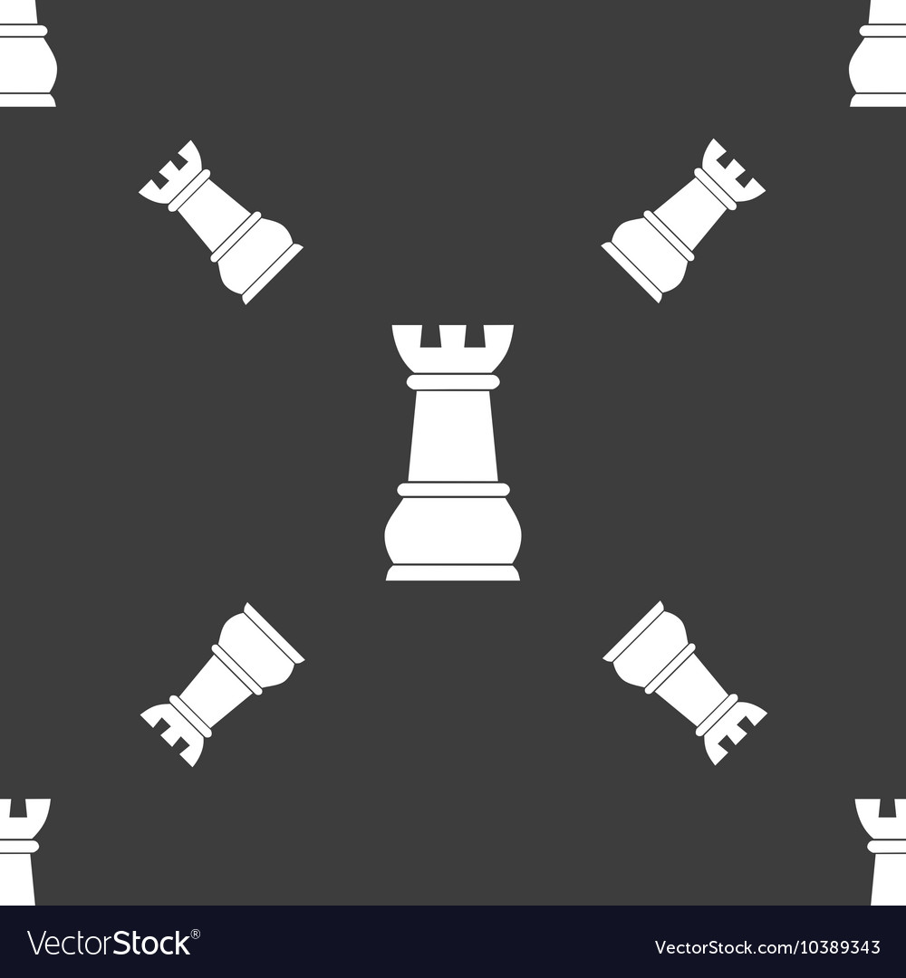 Chess rook sign seamless pattern on a gray