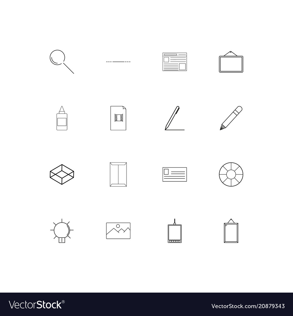 Creative process and design linear thin icons set