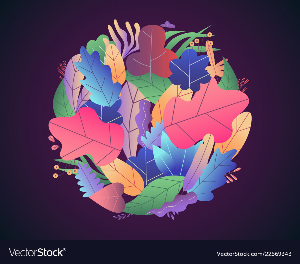Flat abstract colorful leaves pattern background vector image Flat abstract colorful leaves pattern background