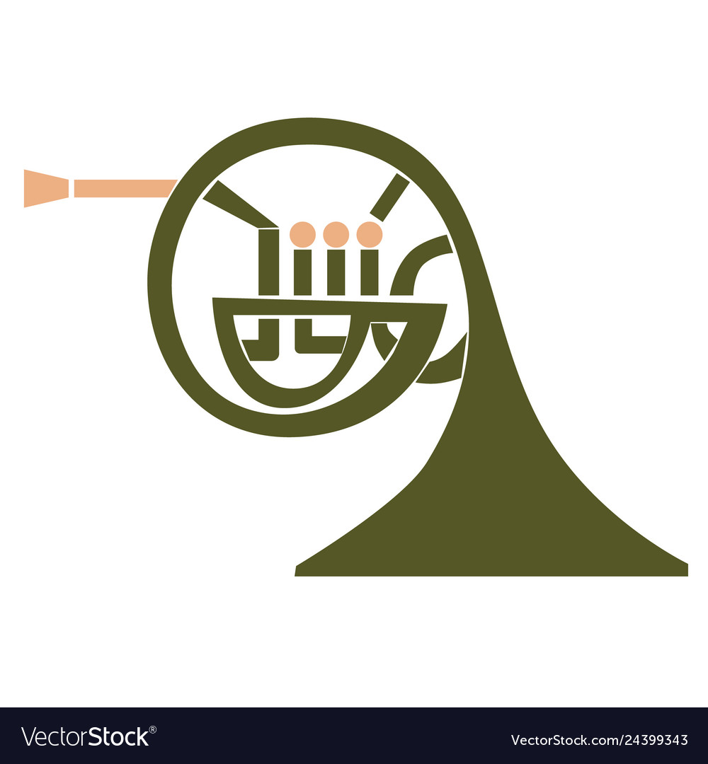 French horn flat Royalty Free Vector Image VectorStock