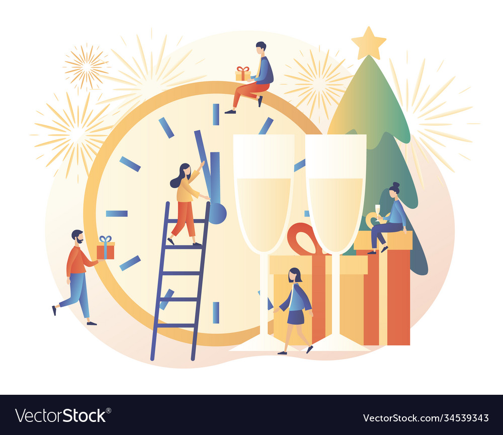 Happy new year winter holidays concept tiny vector image Happy new year winter holidays concept tiny