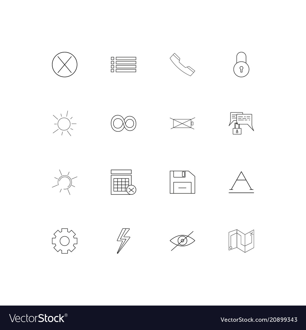 Interface linear thin icons set outlined simple