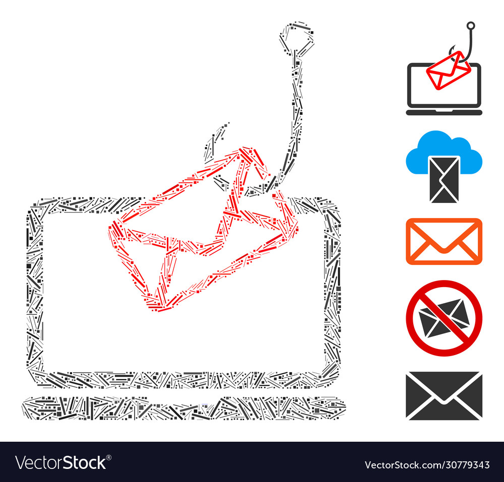 Linie Laptop-Mail Phishing-Symbol Mosaik