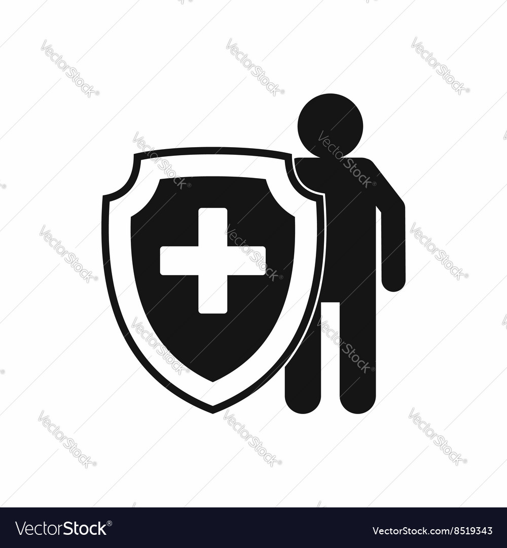 Medical shield and human icon simple style Vector Image