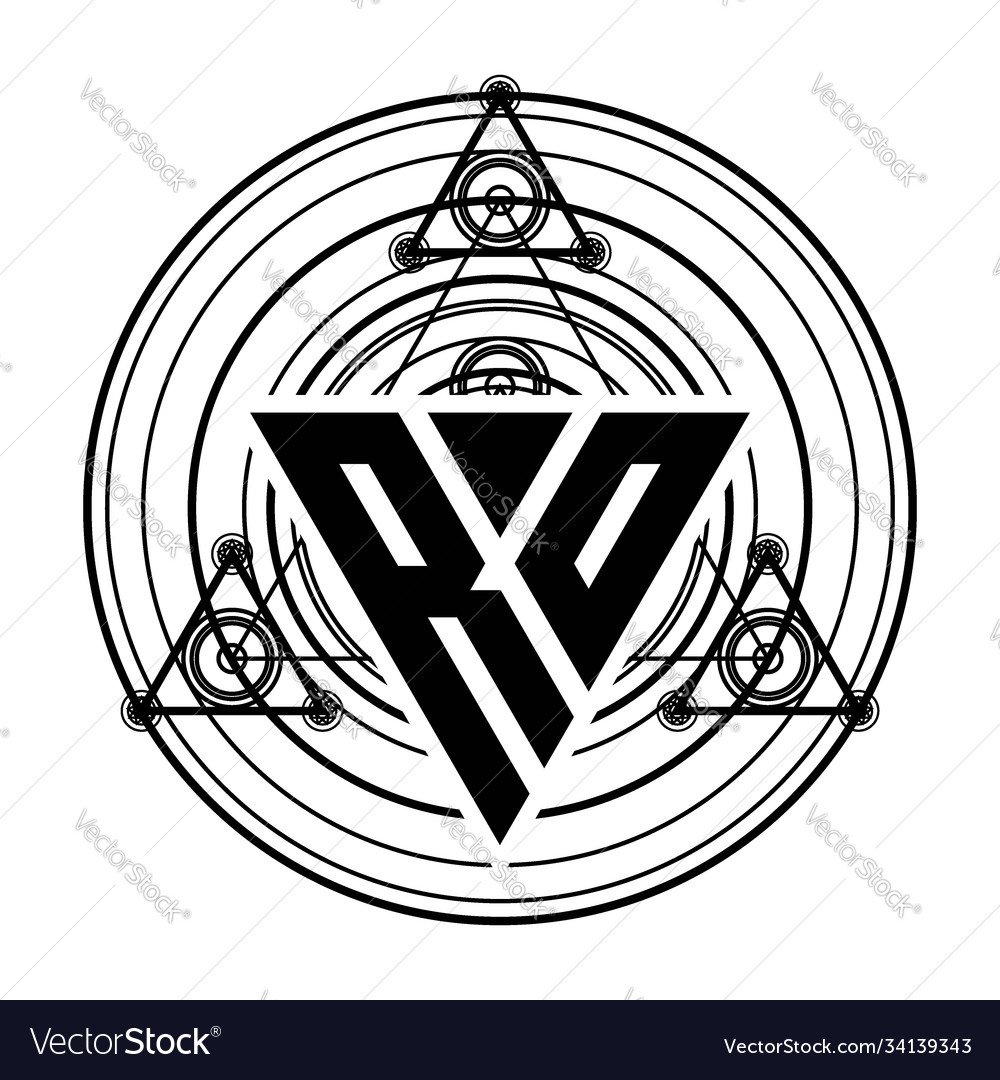 R o monogram letter logo with triangle shape