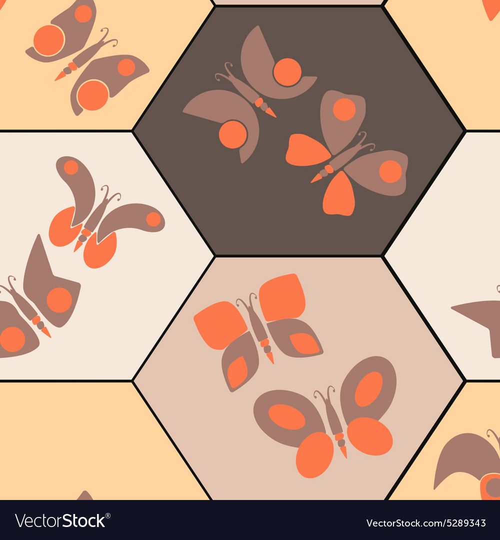 Seamless background with different butterflies
