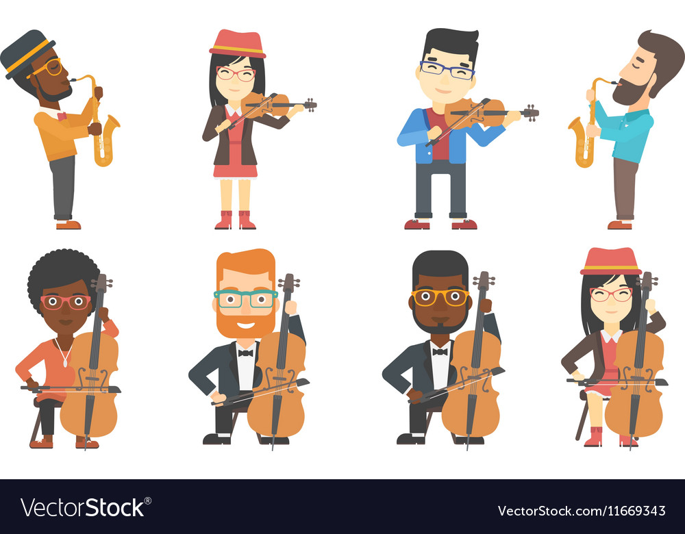 Set musicians characters Royalty Free Vector Image