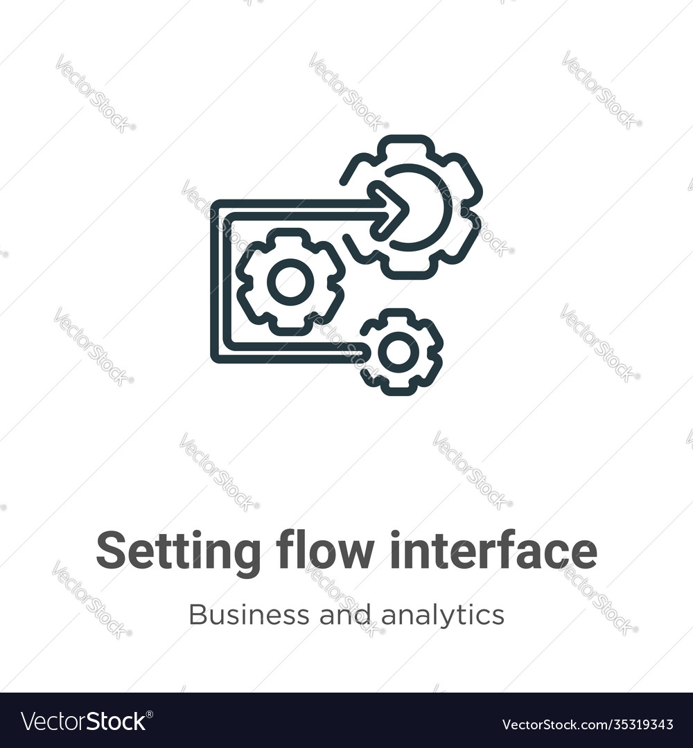 Setting flow interface symbol outline icon thin