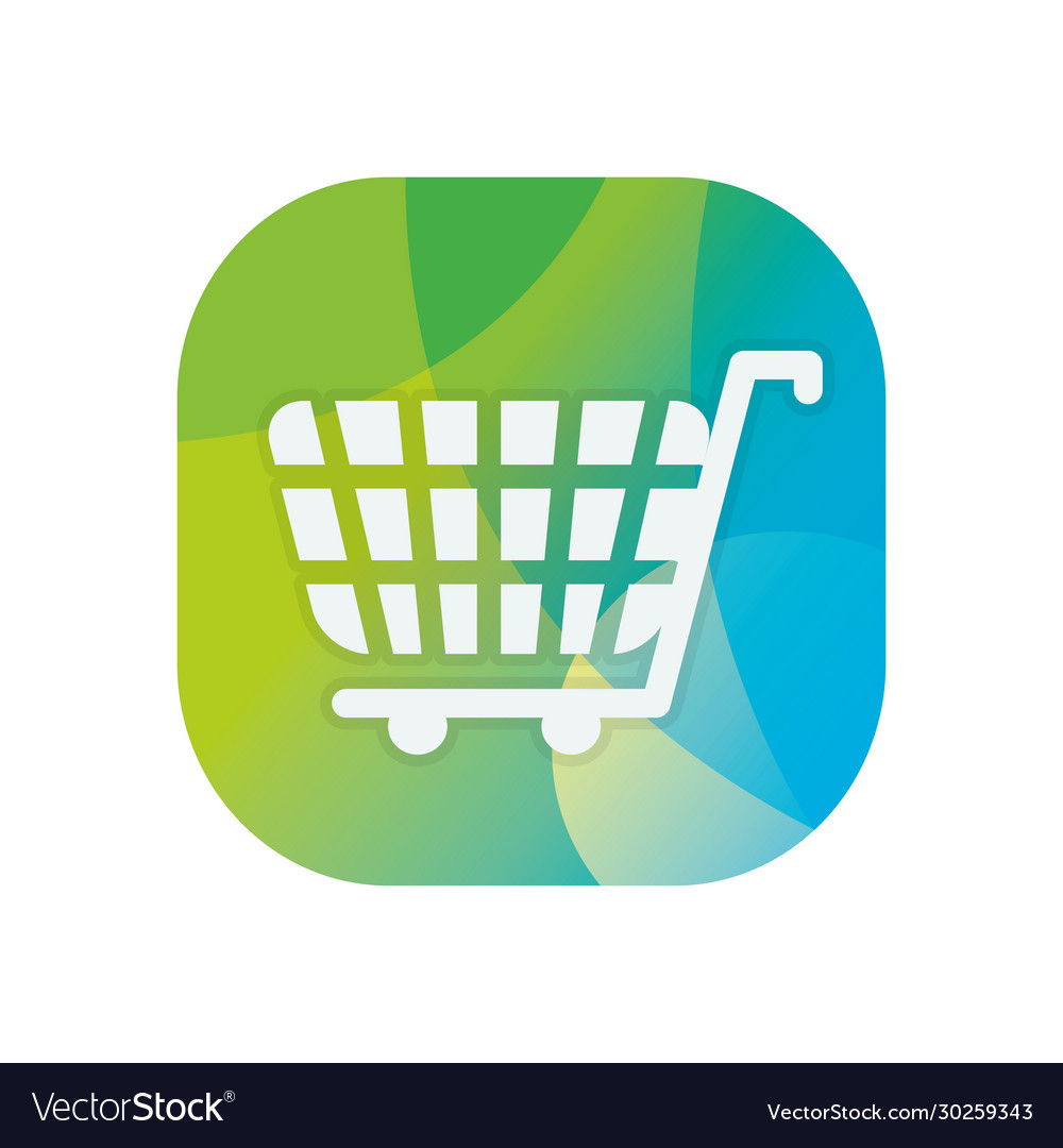 Shopping cart block flat style icon design