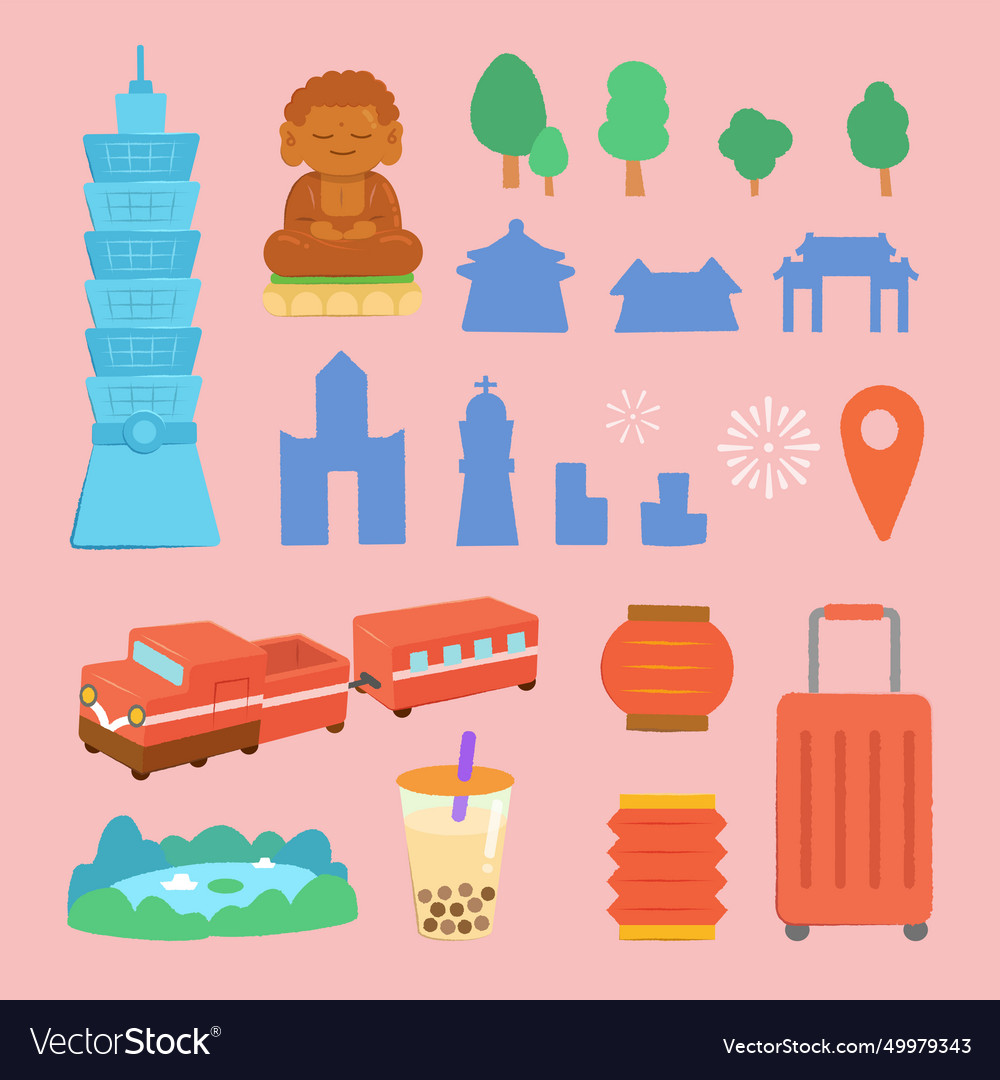 Taiwan tourism set Royalty Free Vector Image - VectorStock