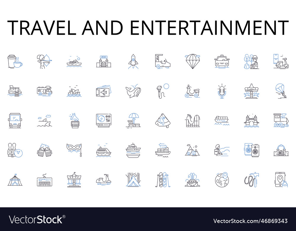 Travel and entertainment line icons collection