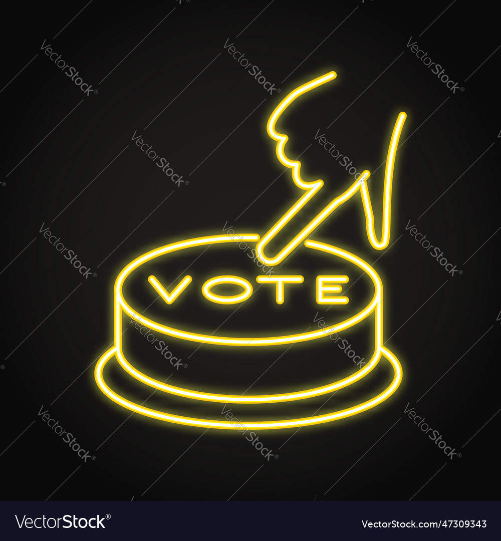 Vote button neon icon in line style vector image Vote button neon icon in line style