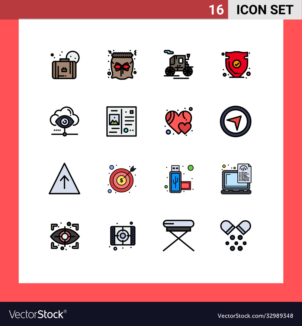 16 user interface flat color filled line pack