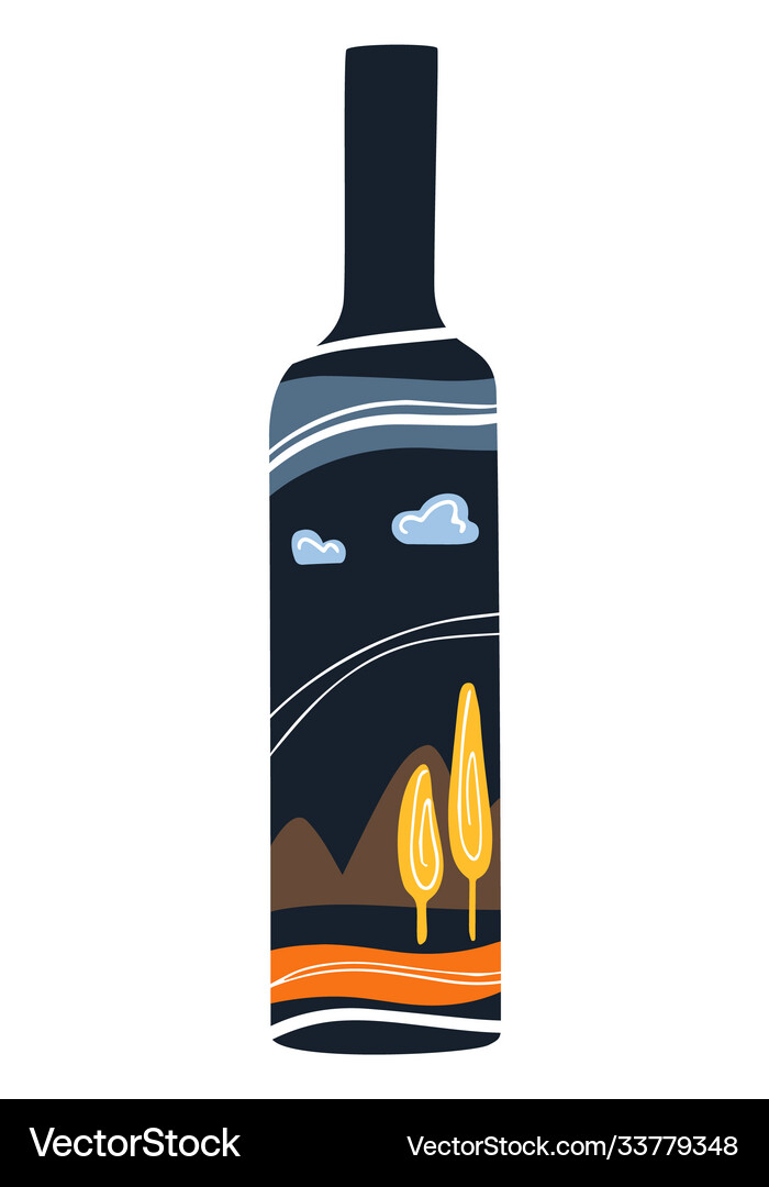 A bottle wine Royalty Free Vector Image - VectorStock