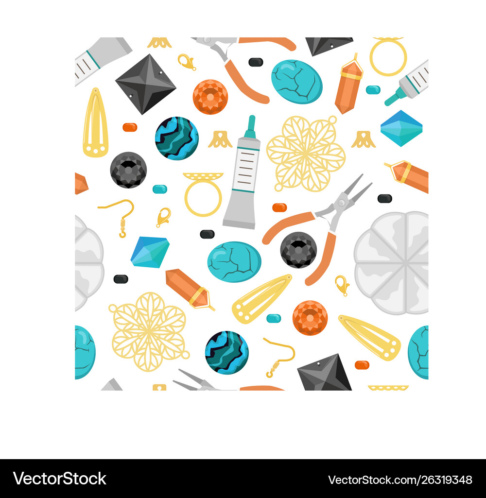 A seamless pattern with beads and tools Royalty Free Vector
