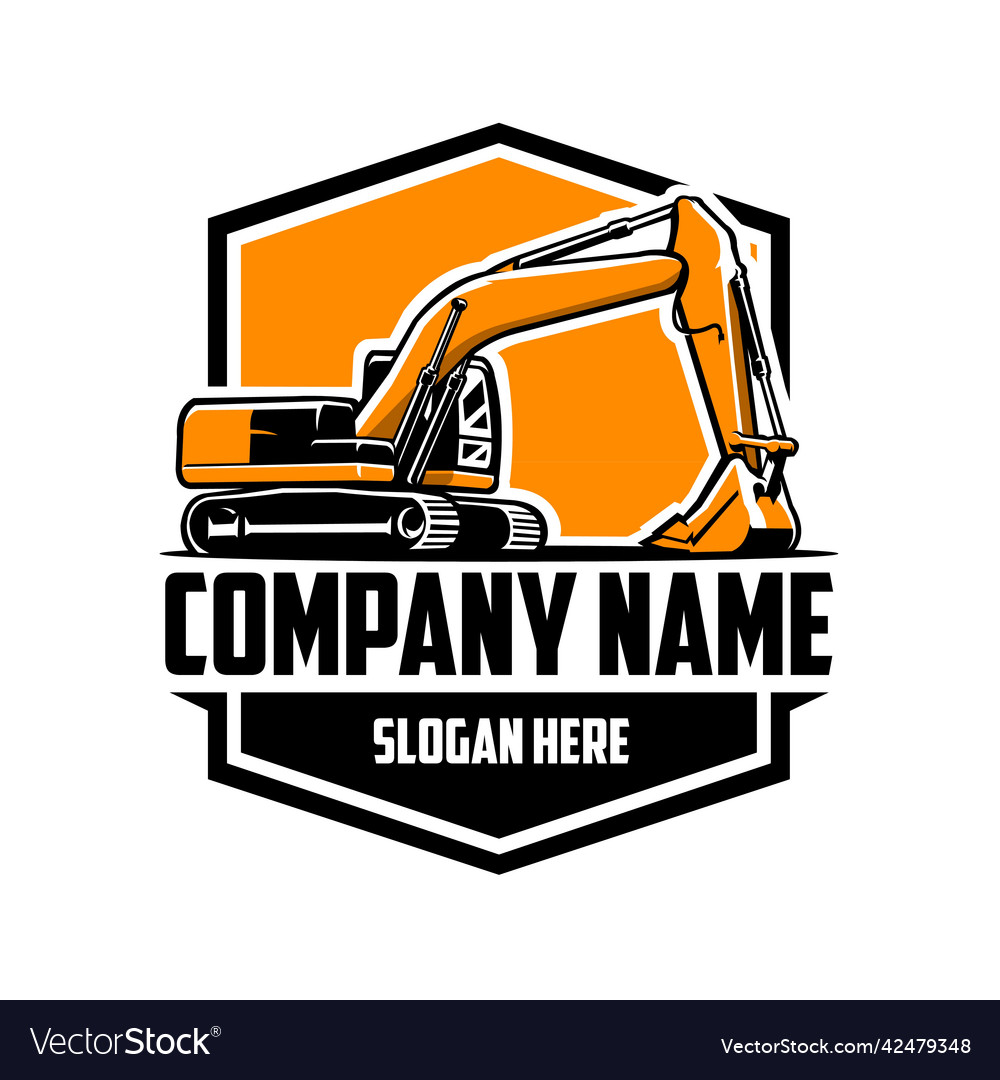 Excavating company ready made emblem badge logo Vector Image