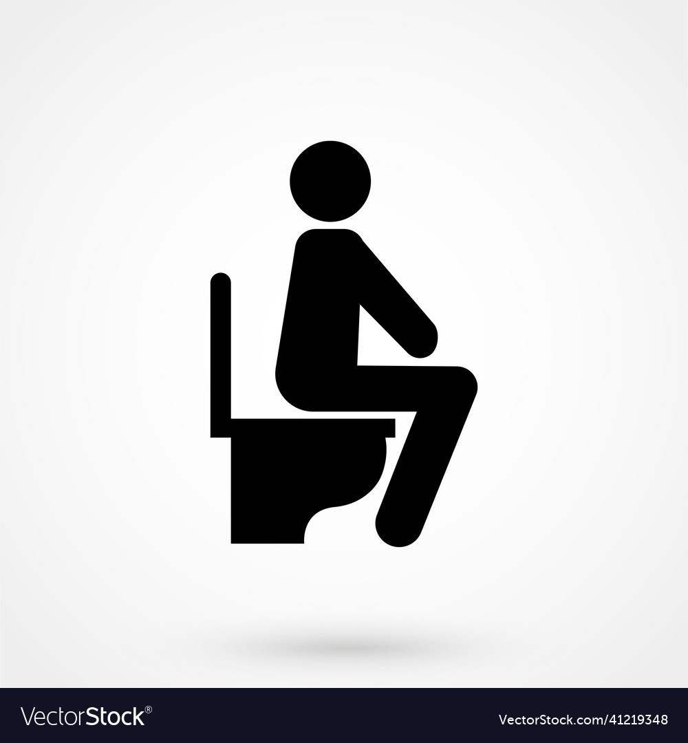 Icon man sitting on the toilet a white Royalty Free Vector